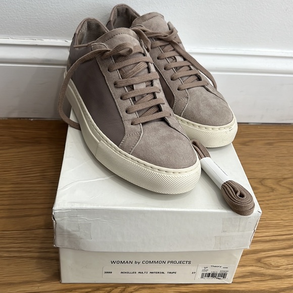 Womens Common Projects Achilles Taupe Suede Leather Size 37 - Picture 4 of 8